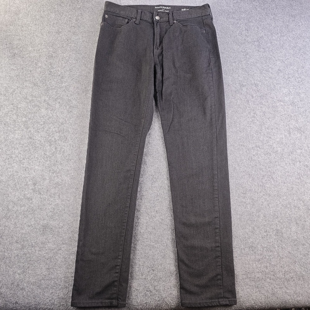 Banana Republic Traveler Jeans Men's 31x32 Slim Fit Gray Straight Leg Stretch
